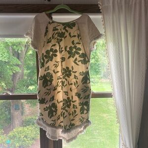 Umgee Ivory Dress with Olive Floral Design. Boutique dress